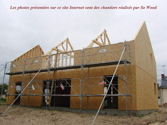 Ralisation par So Wood, maison ossature bois avec charpente traditionnelle